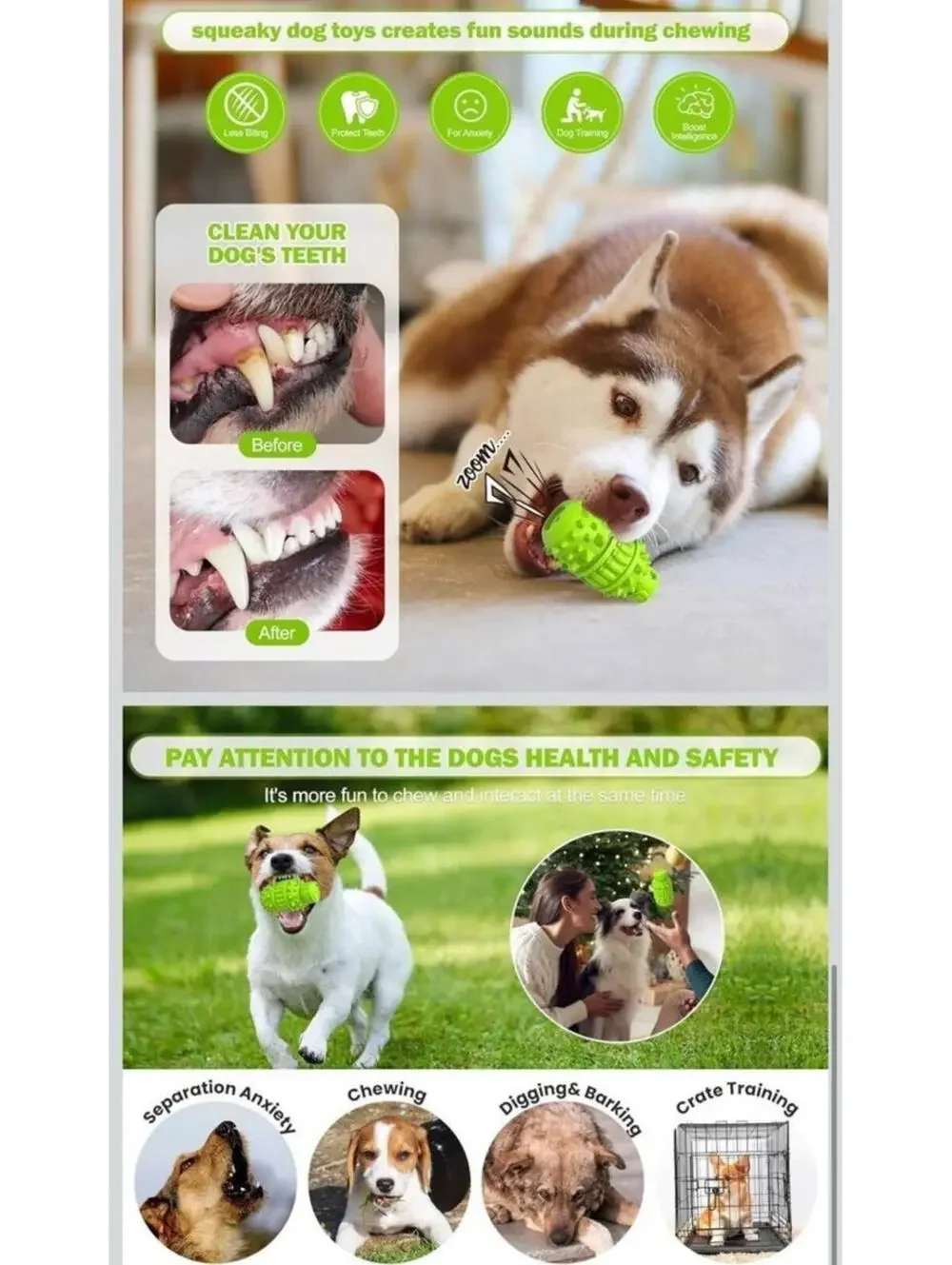 Natural Rubber Dog Toy for Large Dogs Aggressive Chewers BPA-Free Squeaky Fun